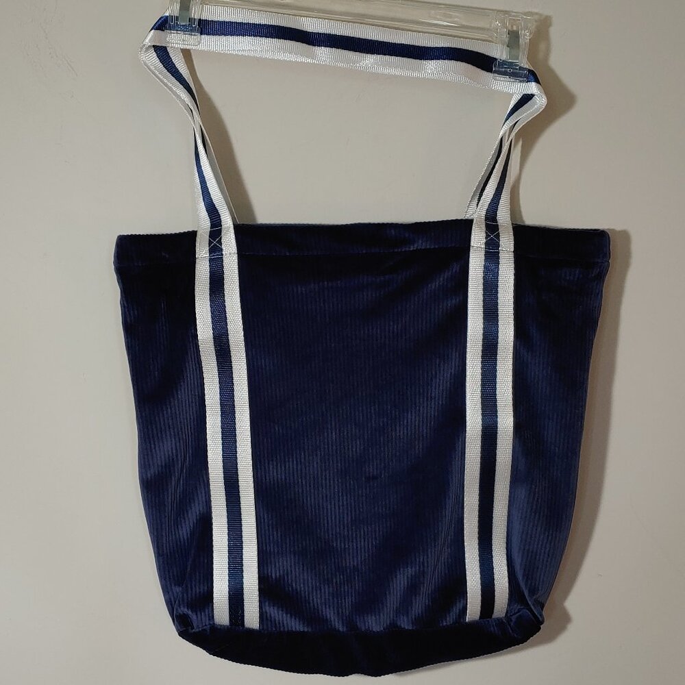 New Victoria's Secret Ribbed Velour Tote Bag Blue Navy Blue
